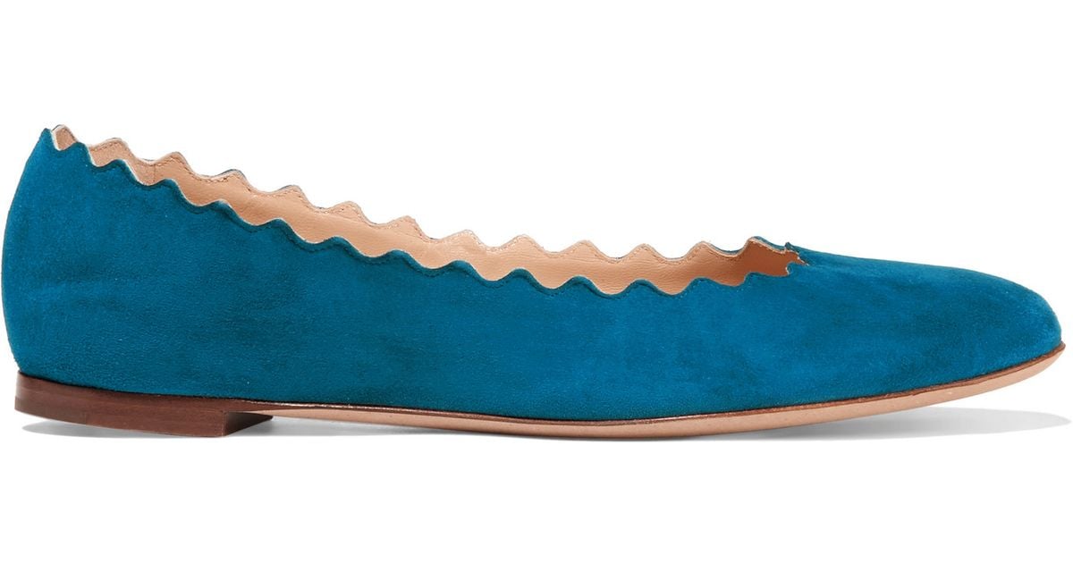 chloe scalloped suede ballet flats