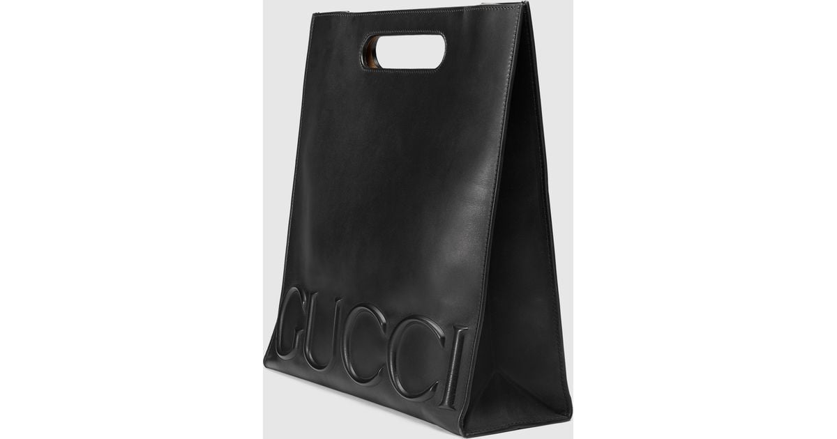 guccissima leather tote bag black