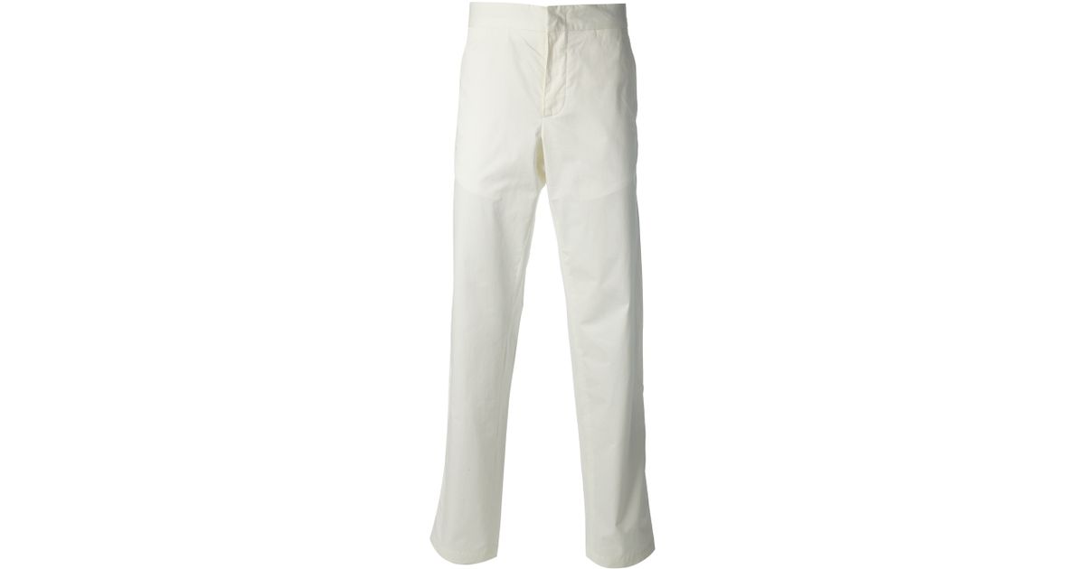 Lanvin Side Buckle Trousers in White for Men | Lyst