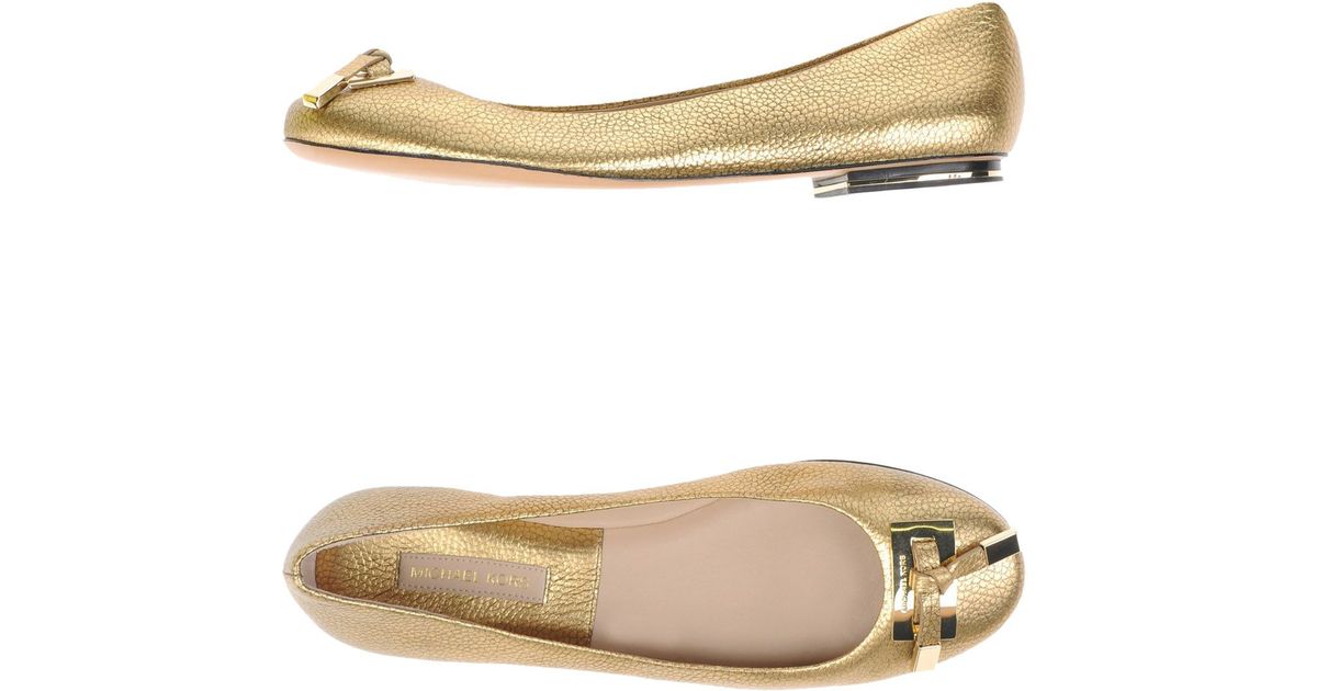 Michael Kors Leather Ballet Flats in Gold (Metallic) - Lyst