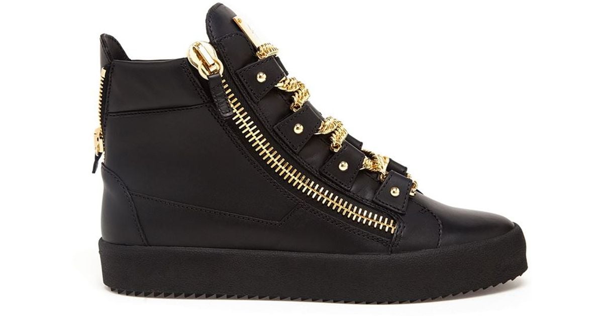 gold and black high tops