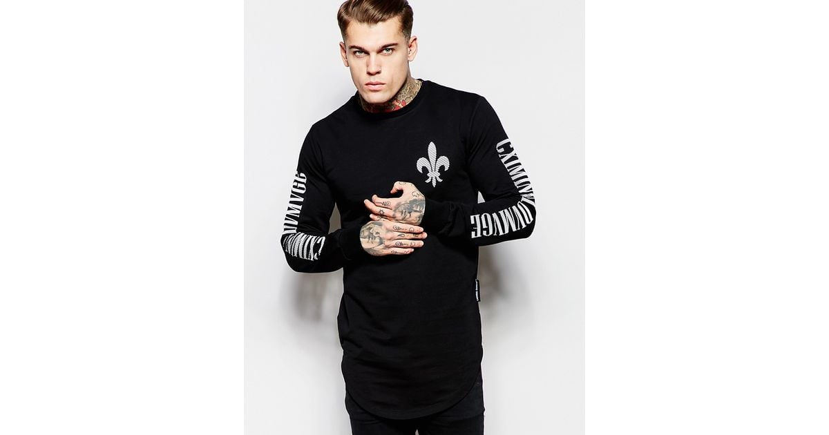 Criminal Damage Cotton Long Sleeve T-shirt With Turtle Neck in Black for  Men | Lyst