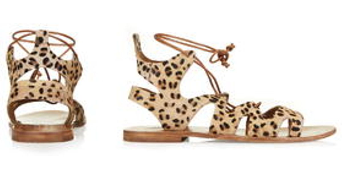 leopard lace up sandals