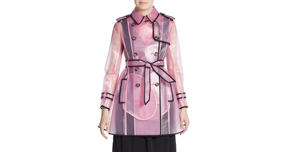 Red Valentino Transpa Trenchcoat In, Red Valentino Clear Trench Coat With Bow Detail