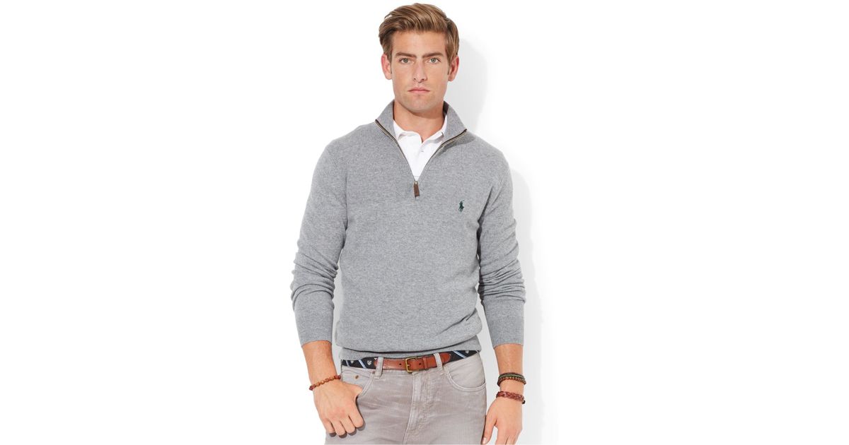 ralph lauren merino wool half zip jumper