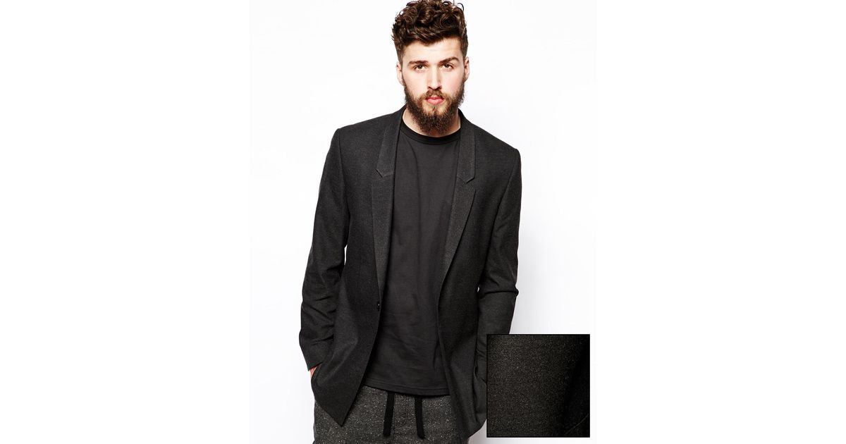 ASOS Slim Fit Longline Blazer in Gray 