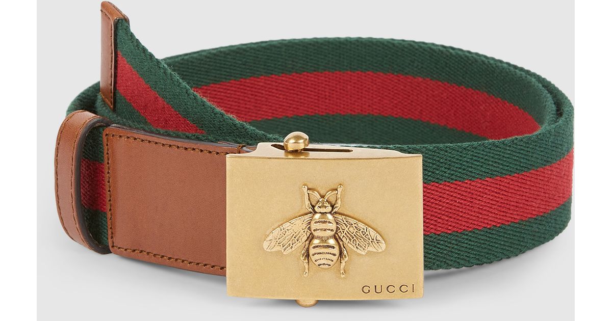 Lyst - Gucci Canvas Web Belt With Bee Buckle