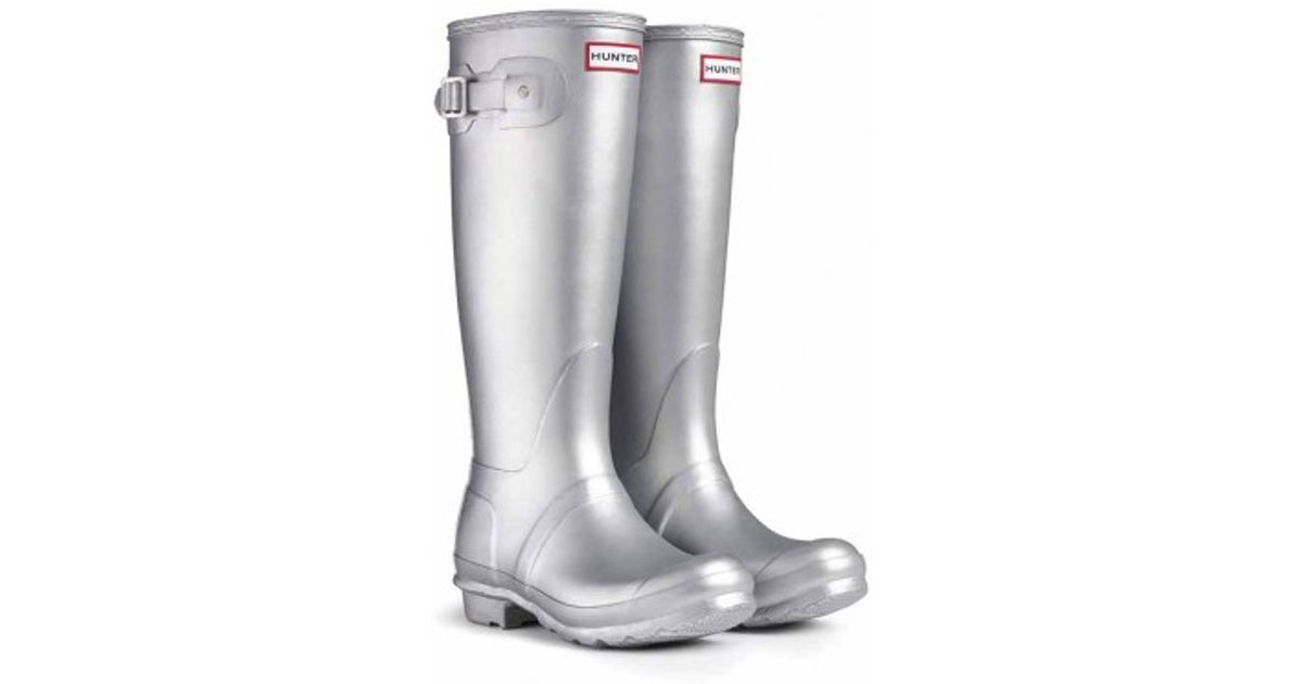 hunter rain boots silver