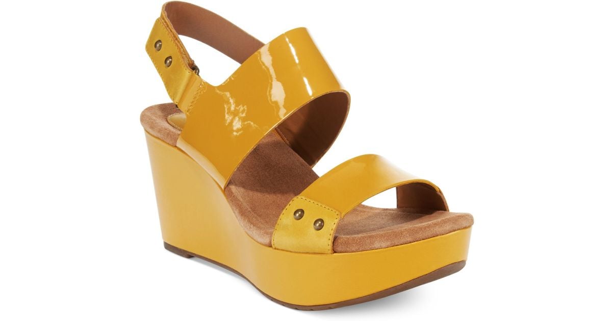 clarks yellow wedges