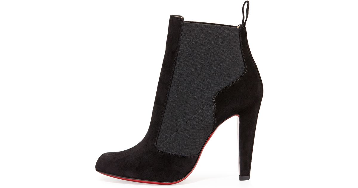 black spiked louboutin shoes - Christian louboutin Boulevard Gored Red Sole Bootie in Black | Lyst