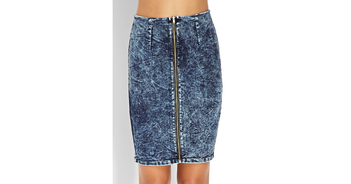 acid wash pencil skirt
