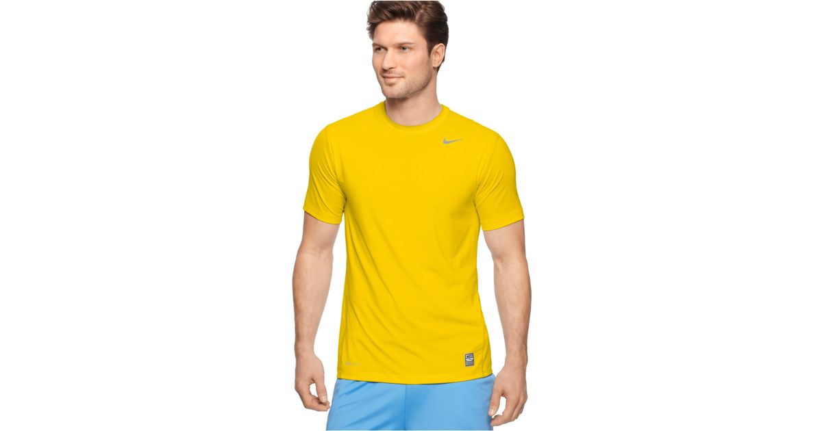 Nike Pro Combat Dri-fit T-shirts in Yellow for Men - Lyst