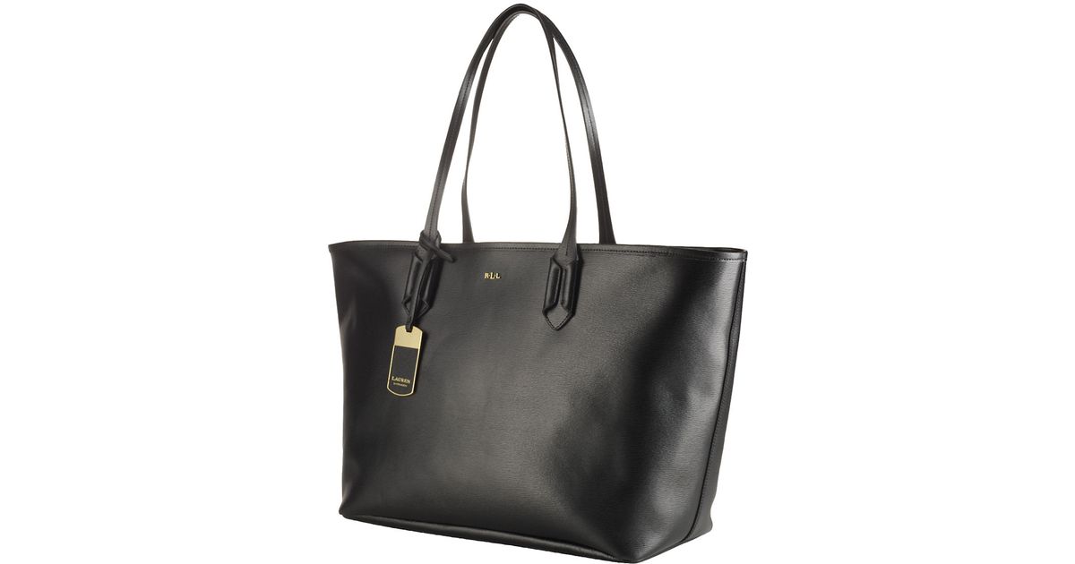 Lauren by Ralph Lauren Tate Classic Leather Tote Bag in Black - Lyst