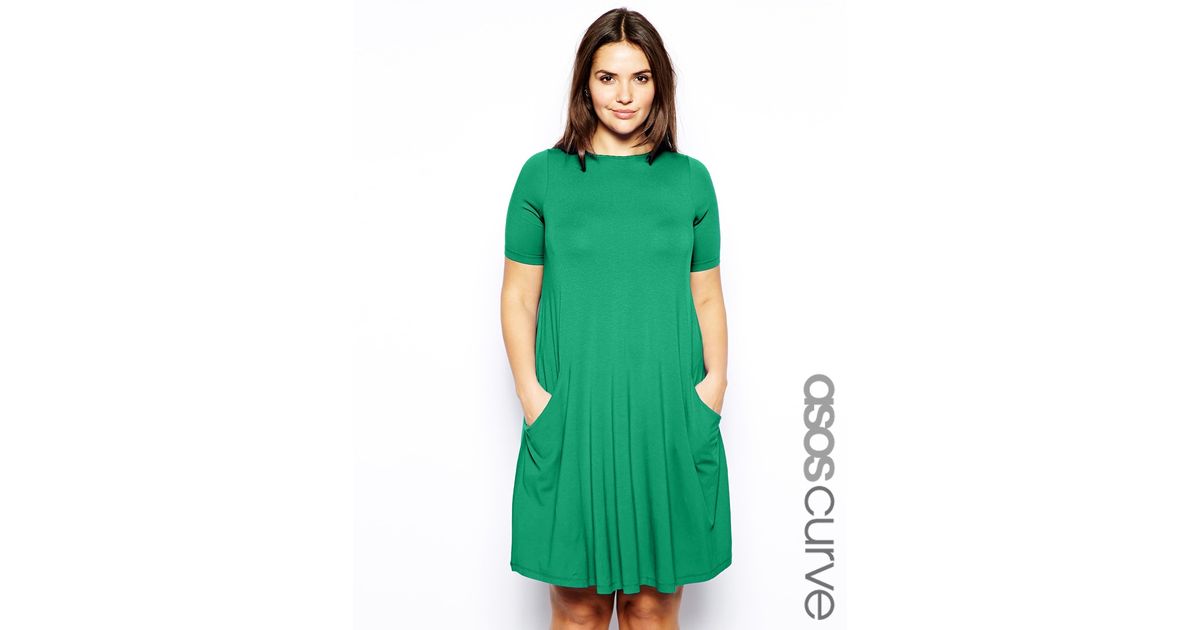 short sleeve swing dress with pockets