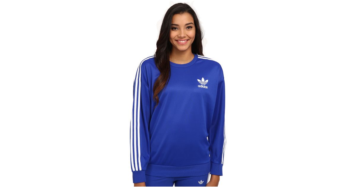 adidas originals three stripe sweatshirt in blue