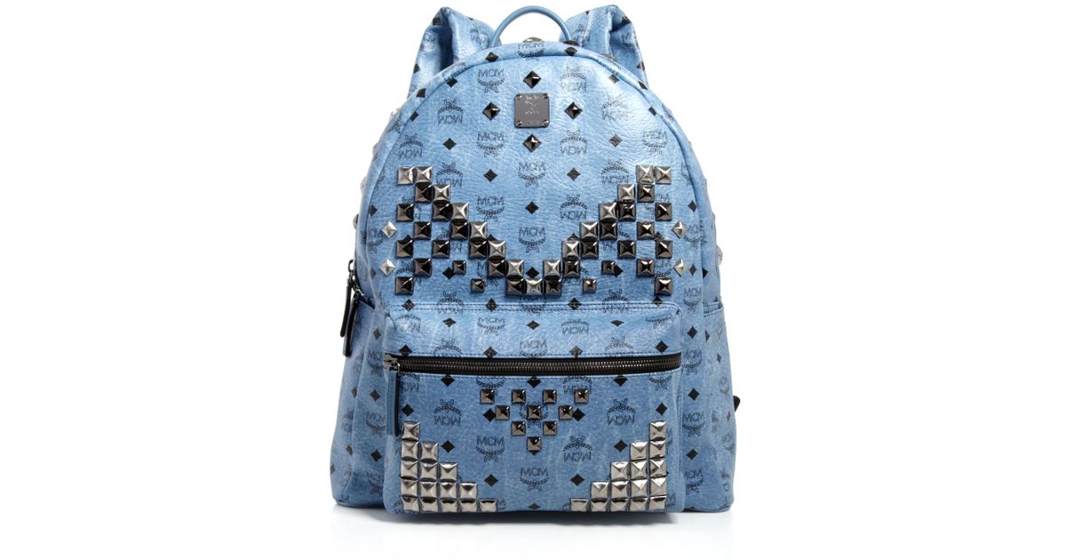 blue mcm backpack