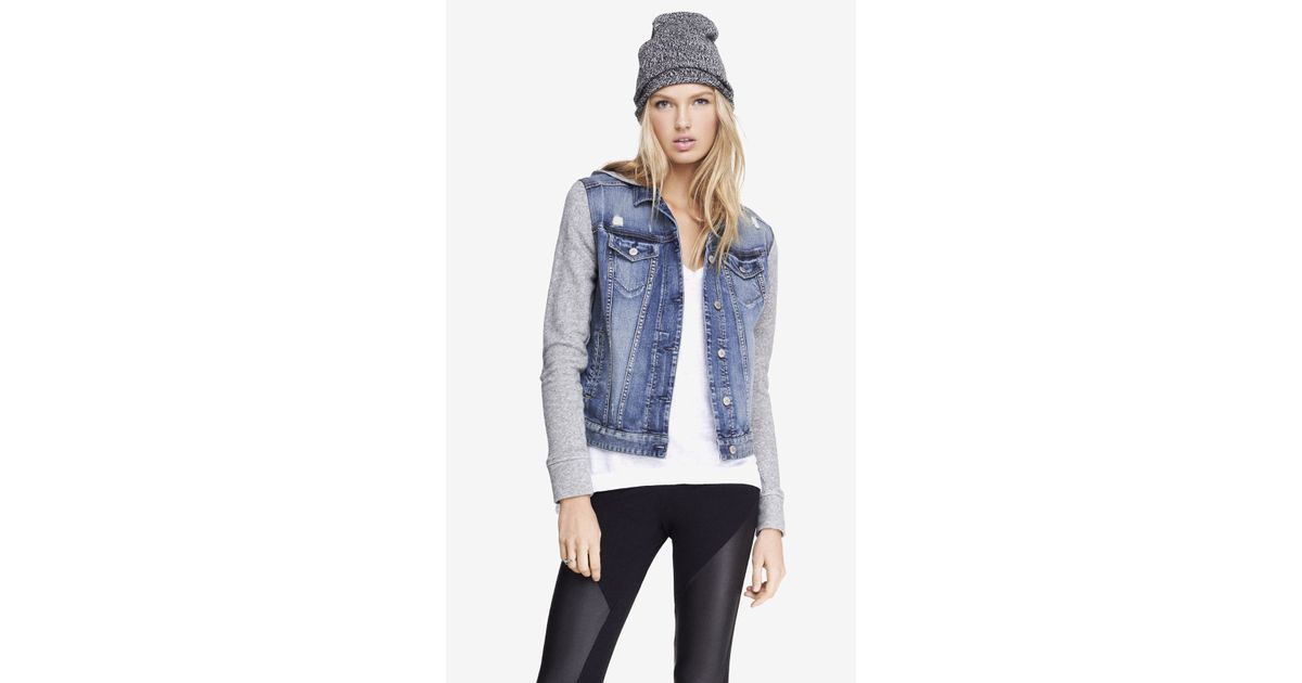 Sweatshirt Sleeve Hooded Denim Jacket 