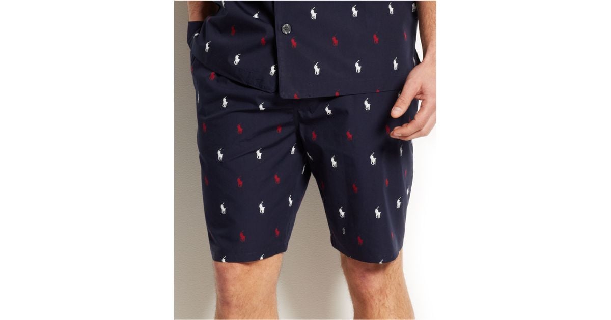 Polo Ralph Lauren Allover Pony Pajama Shorts in Blue for Men - Lyst