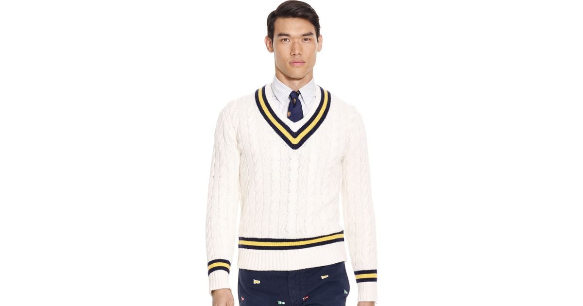 Polo Ralph Lauren Cotton-blend Cricket Sweater in White for Men | Lyst