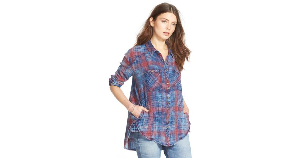 womens plaid shirt blue