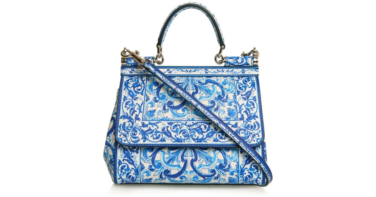 Dolce & Gabbana Mini Sicily Majolica-Print Leather Cross-Body Bag in Blue |  Lyst