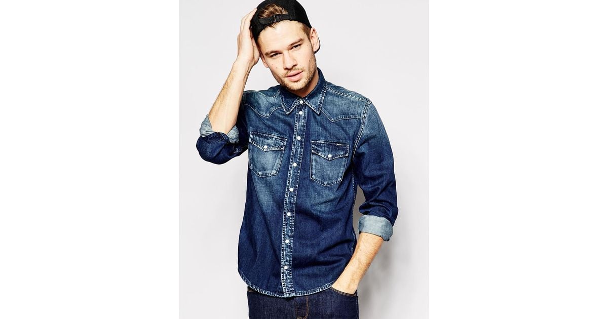 Pepe Jeans Pepe Denim Shirt Carson Western Slim Fit Fresh Blue Dark for Men  | Lyst Canada