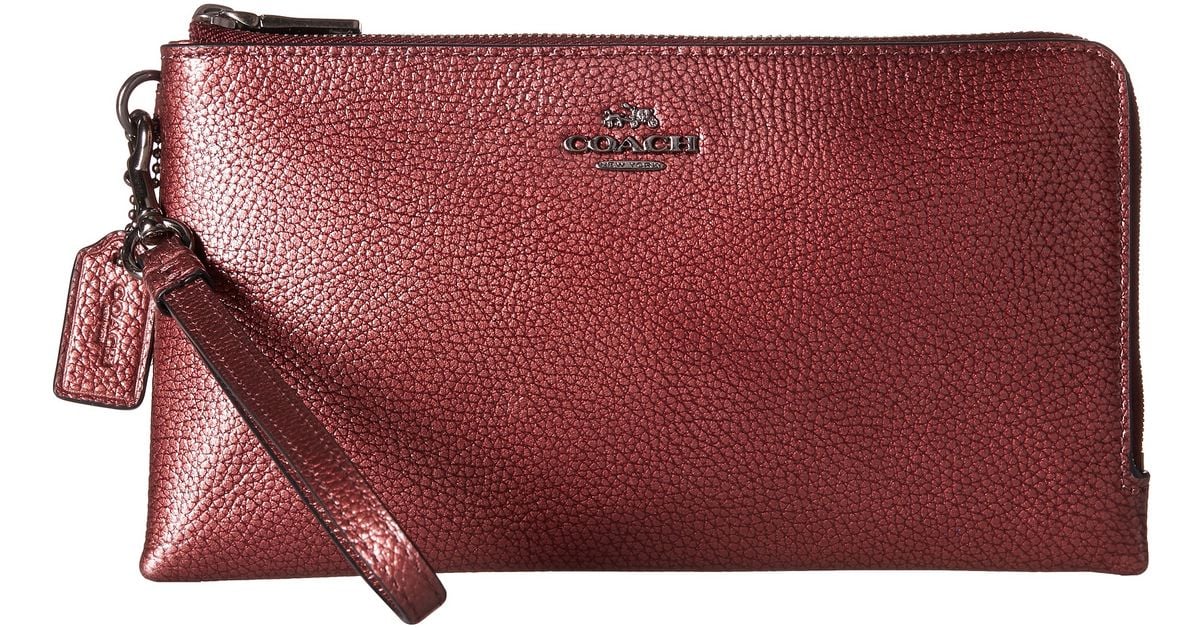 Coach Pebbled Leather Double Zip Crossbody Pouch India