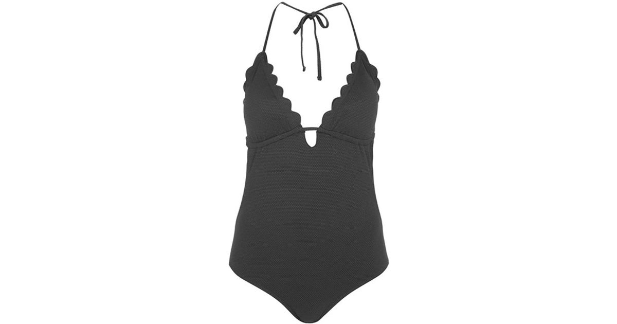 black scalloped one piece