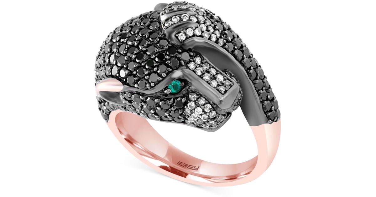 black diamond panther ring