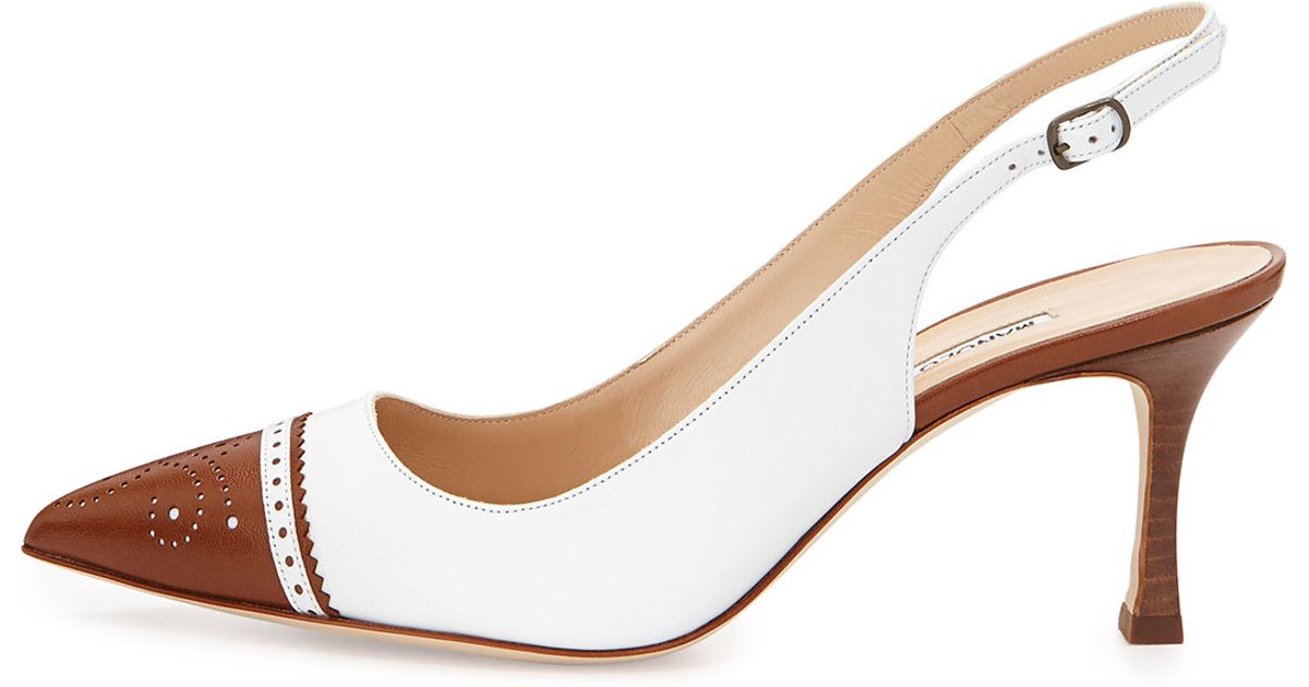 manolo blahnik cognac pumps