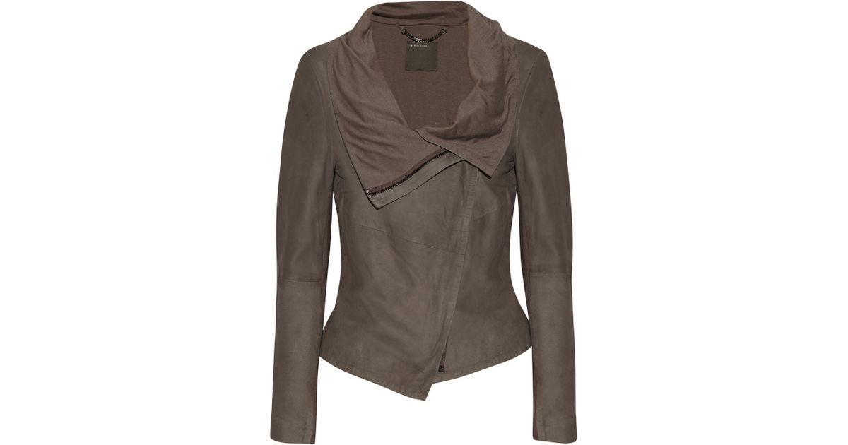 Muubaa Sinoia Draped Leather Jacket In Mushroom Brown Lyst