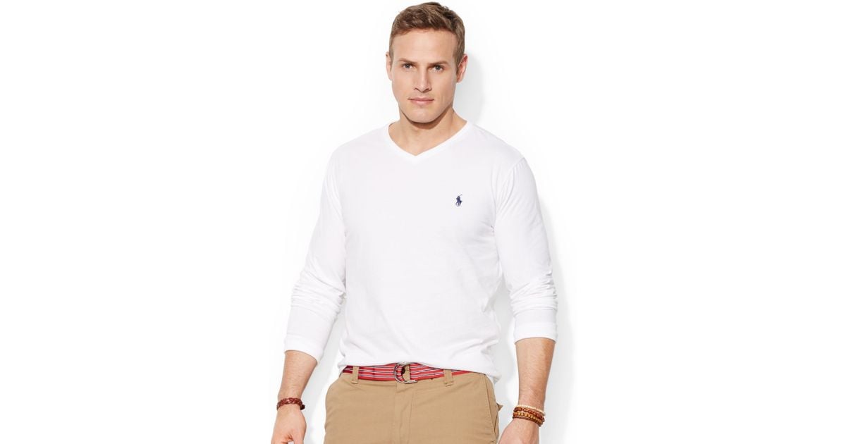 ralph lauren white v neck t shirt
