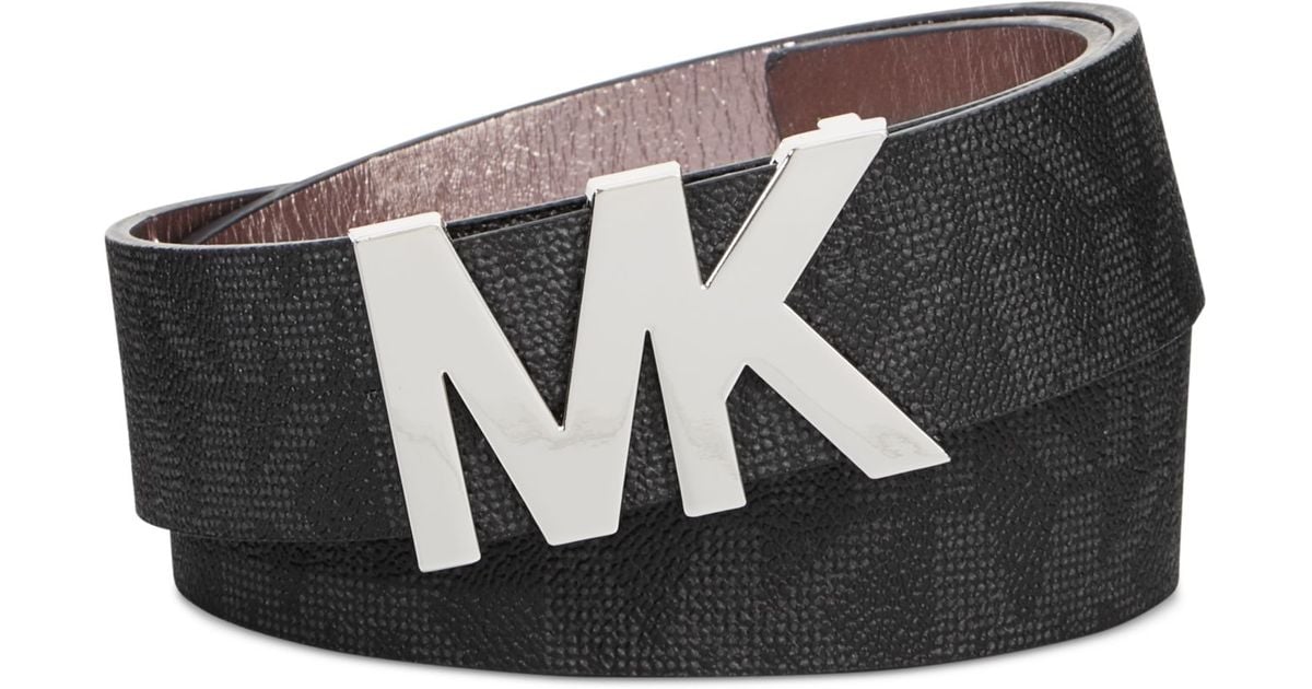 Michael Kors Michael Signature Belt With Mk Logo Plaque in Black Lyst
