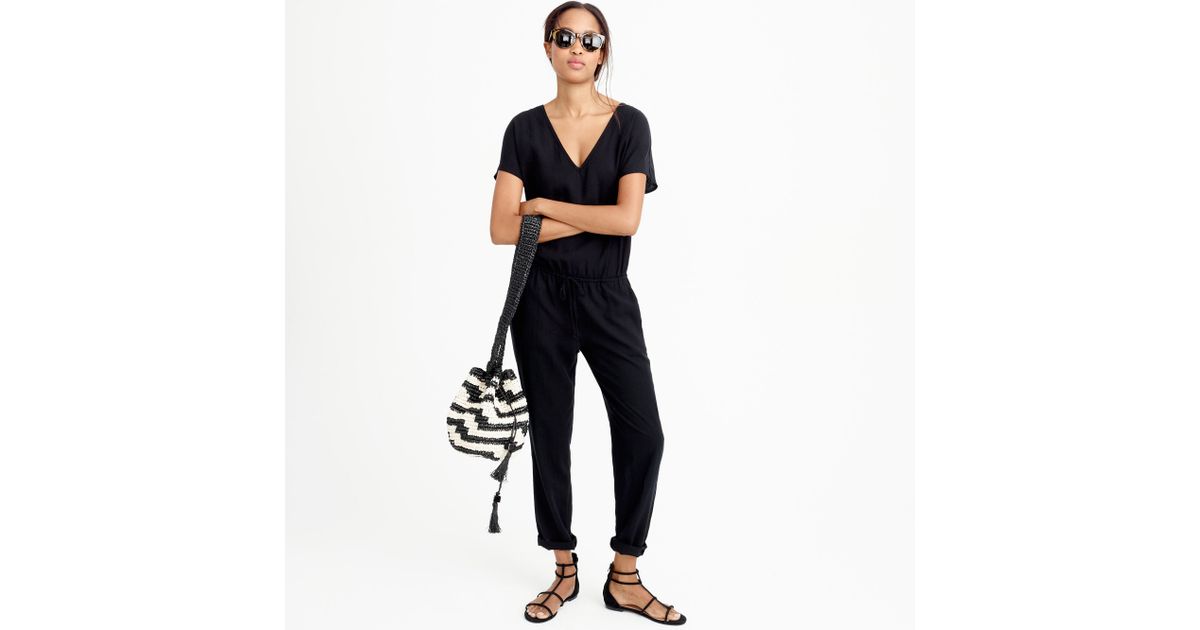 J.Crew Relaxed Jumpsuit In Tencellinen in Black Lyst