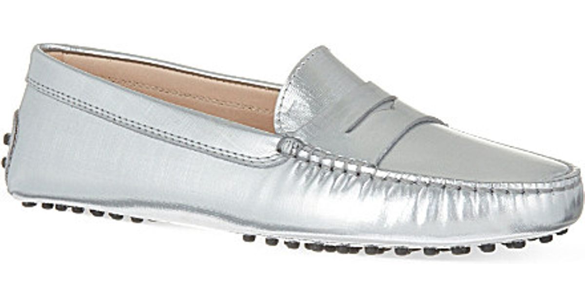 silver driving shoes