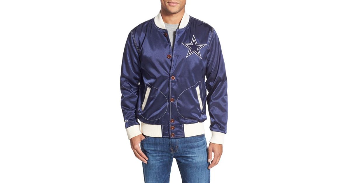 dallas cowboys mitchell and ness satin jacket