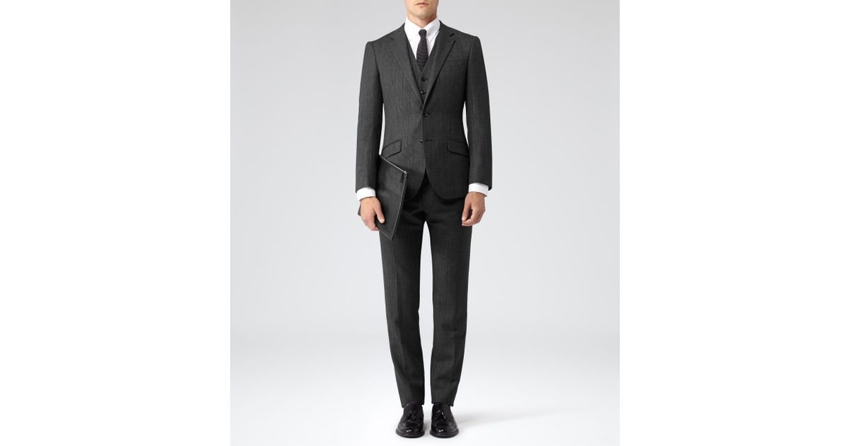 Reiss Malcolm Three-Piece Wool Suit in Dark Grey (Gray) for Men | Lyst