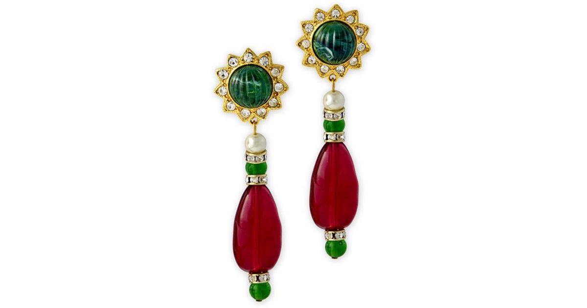 Lyst Kenneth Jay Lane Emerald And Ruby Clip Earring