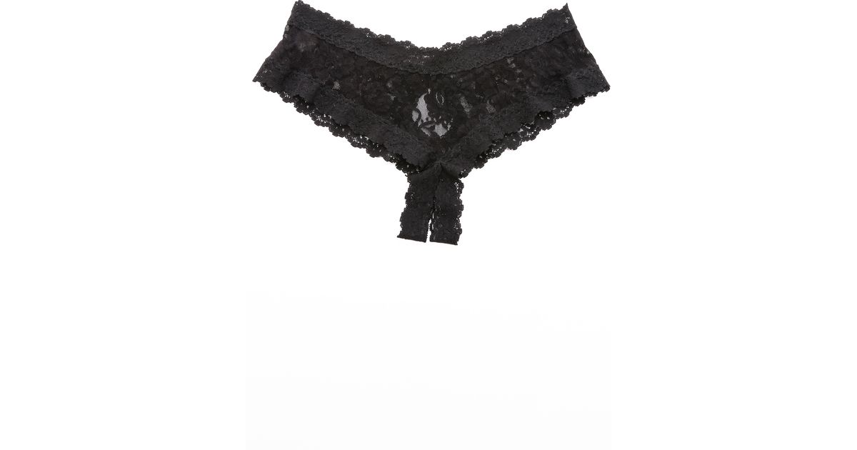 Hanky panky After Midnight Open Gusset Cheeky Hipster Panties in Black