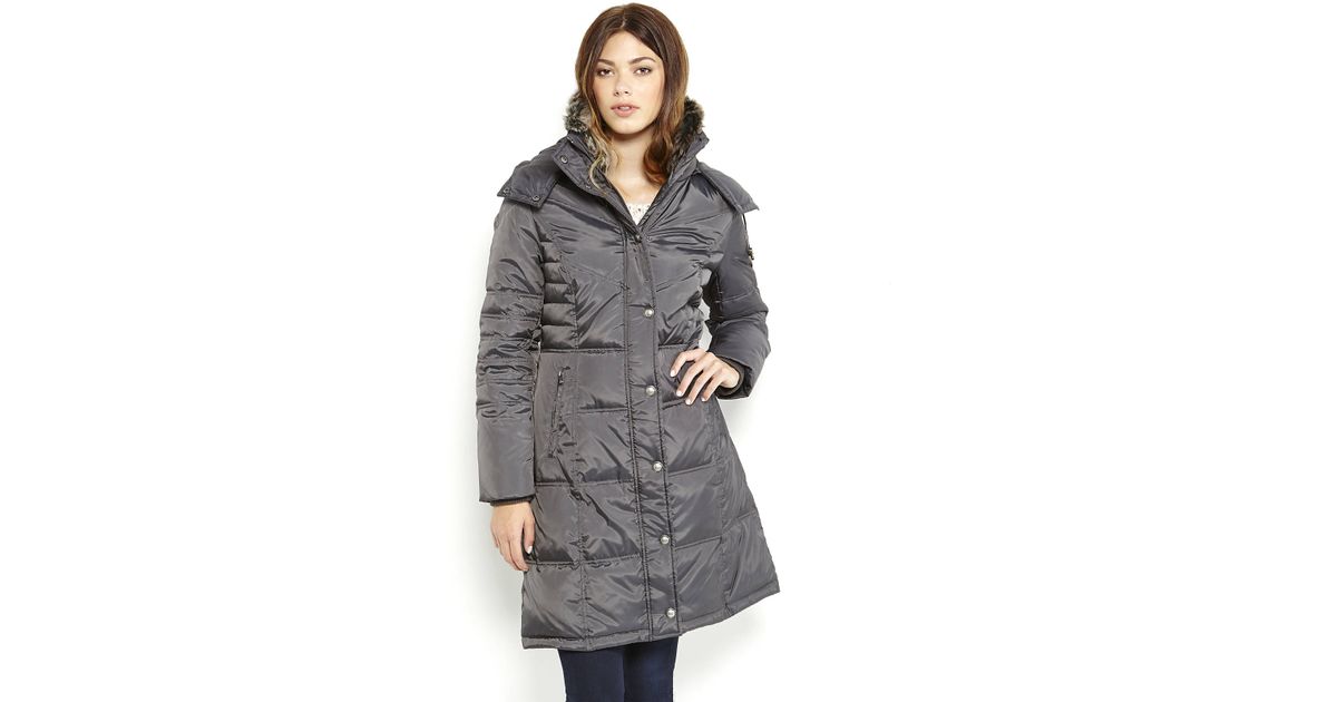 london fog faux fur hooded puffer coat