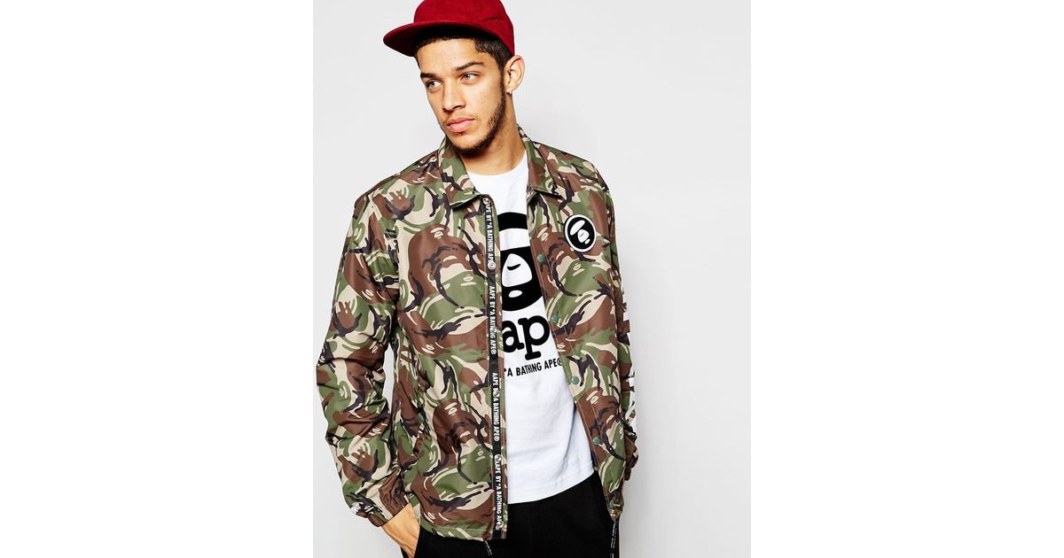 pe By A Bathing Ape Camouflage Jacket With Back Print In Green For Men Lyst