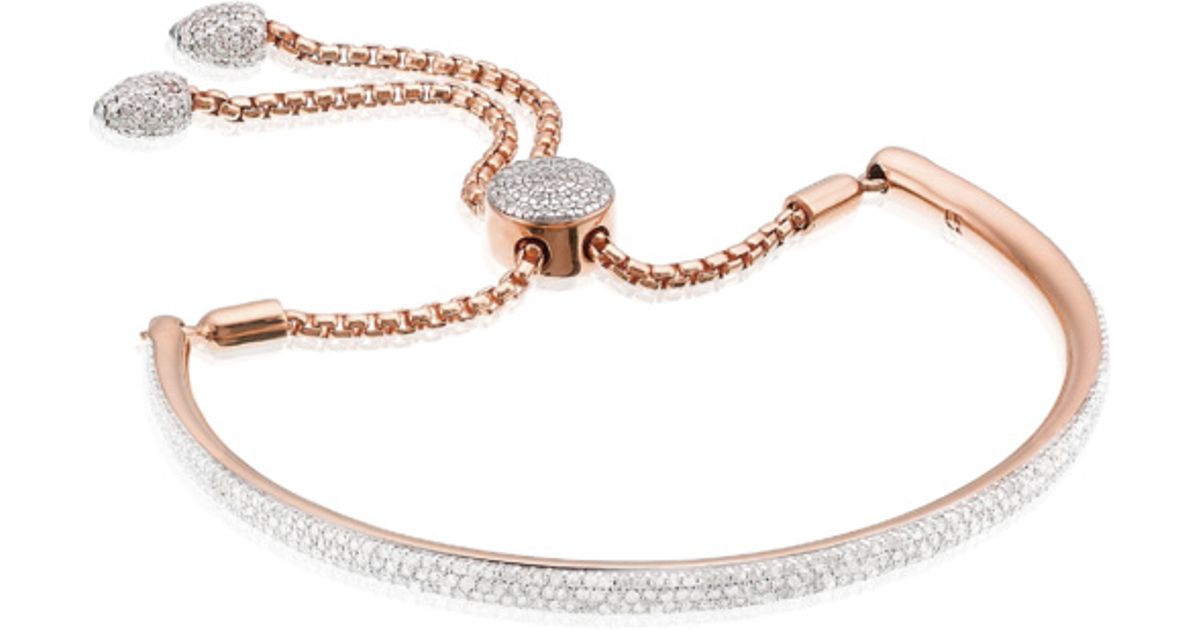 Monica Vinader Fiji Full Diamond Bracelet in Pink - Lyst