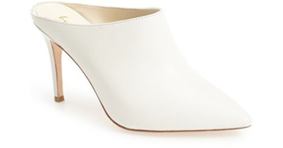 white pointed toe mule