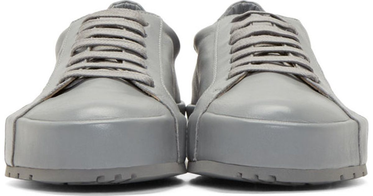 Jil Sander Grey Matte Leather Sneakers in Gray Lyst