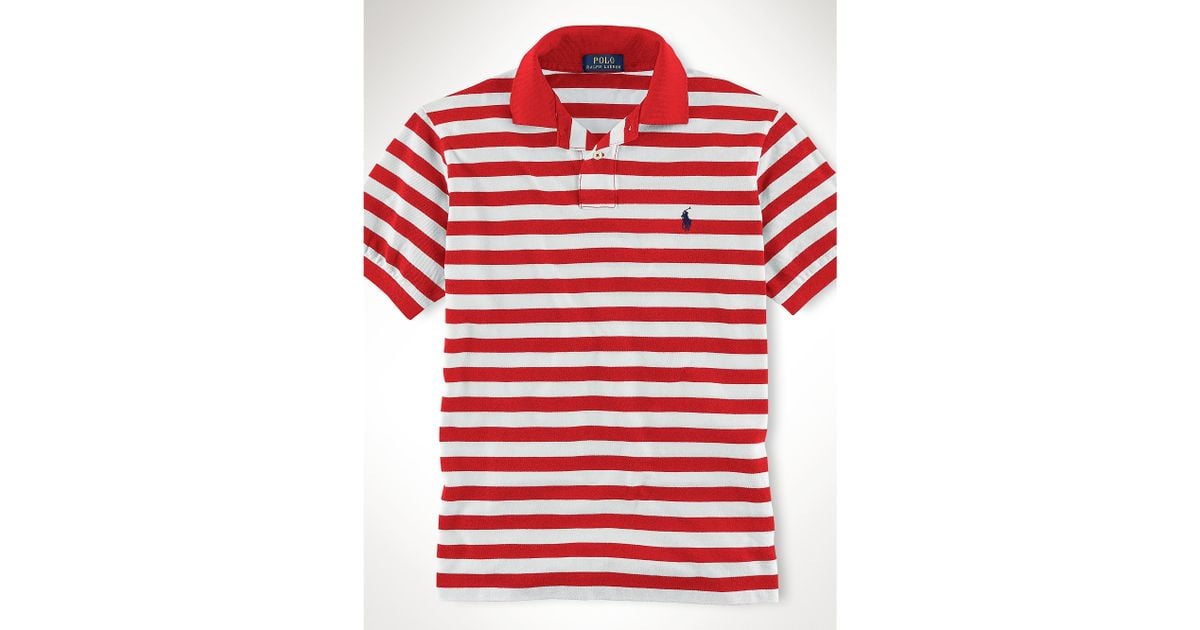 Polo Ralph Lauren Custom-fit Striped Polo Shirt in Red for Men - Lyst