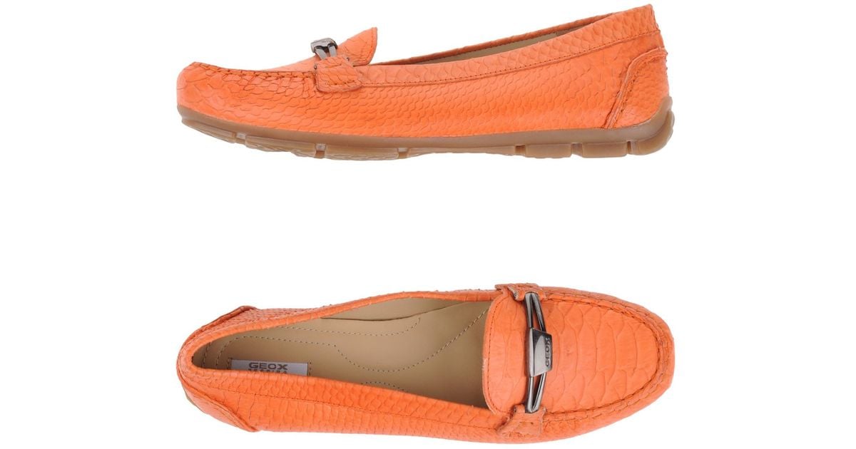 Geox Leather Moccasins in Orange - Lyst