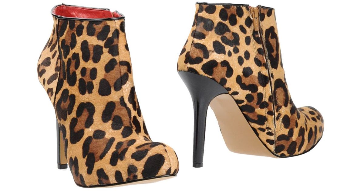 Leopard-print Calf Hair Ankle Boots 