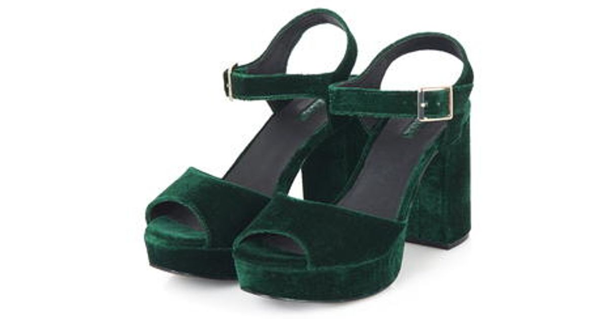 green platform sandals