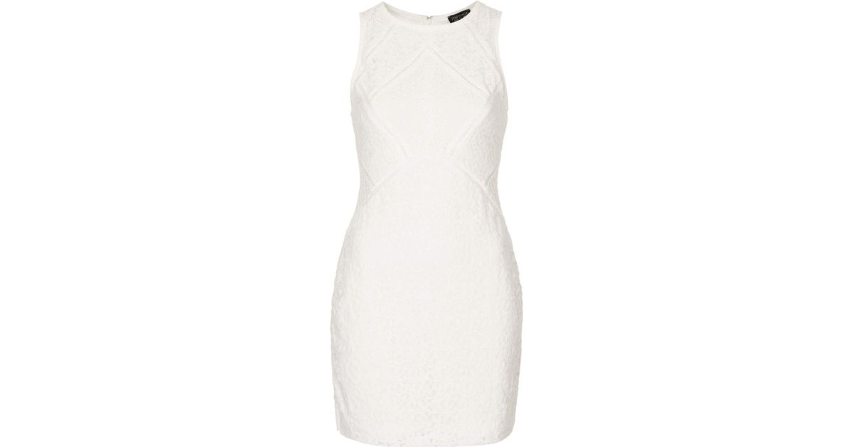 Topshop Mixed Lace Bodycon Dress in Beige (OFF WHITE) | Lyst