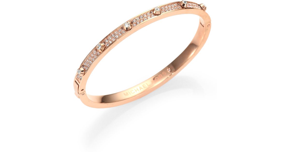 Lyst Michael Kors Astor Studded Pav Eacute Bangle Bracelet Rose Lyst Michael Kors Astor Studded Pav Eacute Bangle Bracelet Rose Goldtone In Metallic
